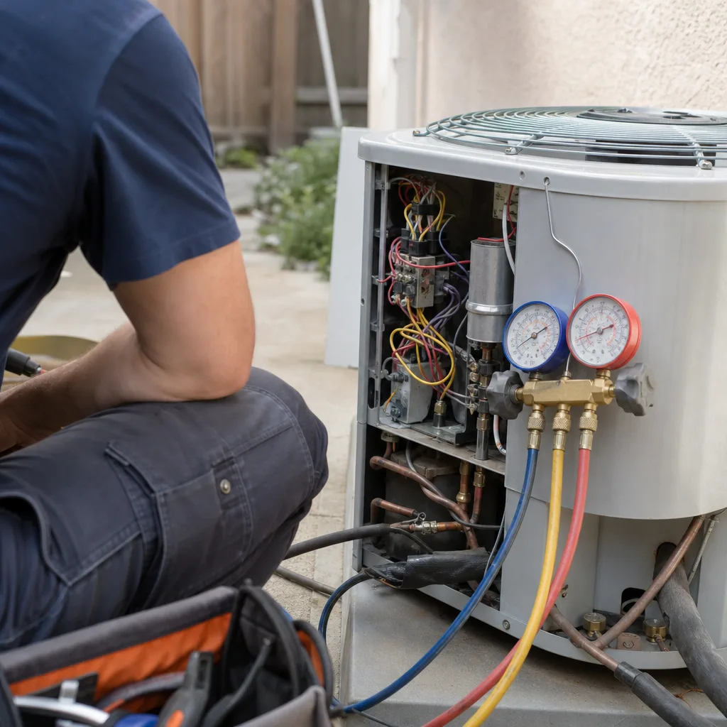 HVAC technician performing professional air conditioning installation and service nationwide